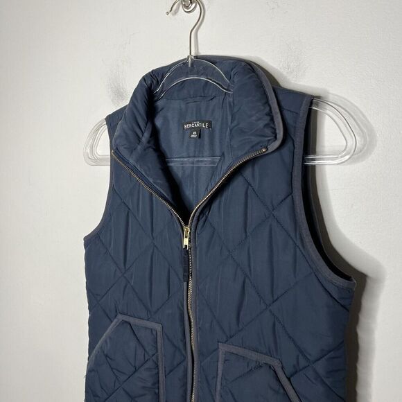 J Crew Mercantile Women's Quilted Vest Navy Blue XS Zip Up Pockets Outdoor - Picture 6 of 10